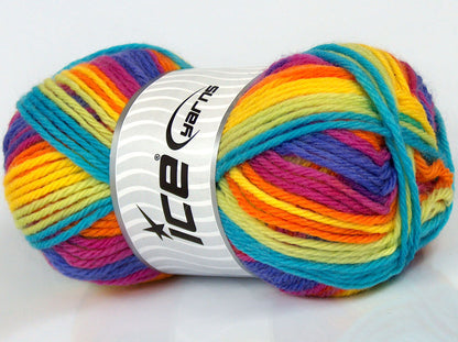 Lot of 4 x 95gr Skeins Ice Yarns SALE WINTER (50% Wool) Yarn Rainbow
