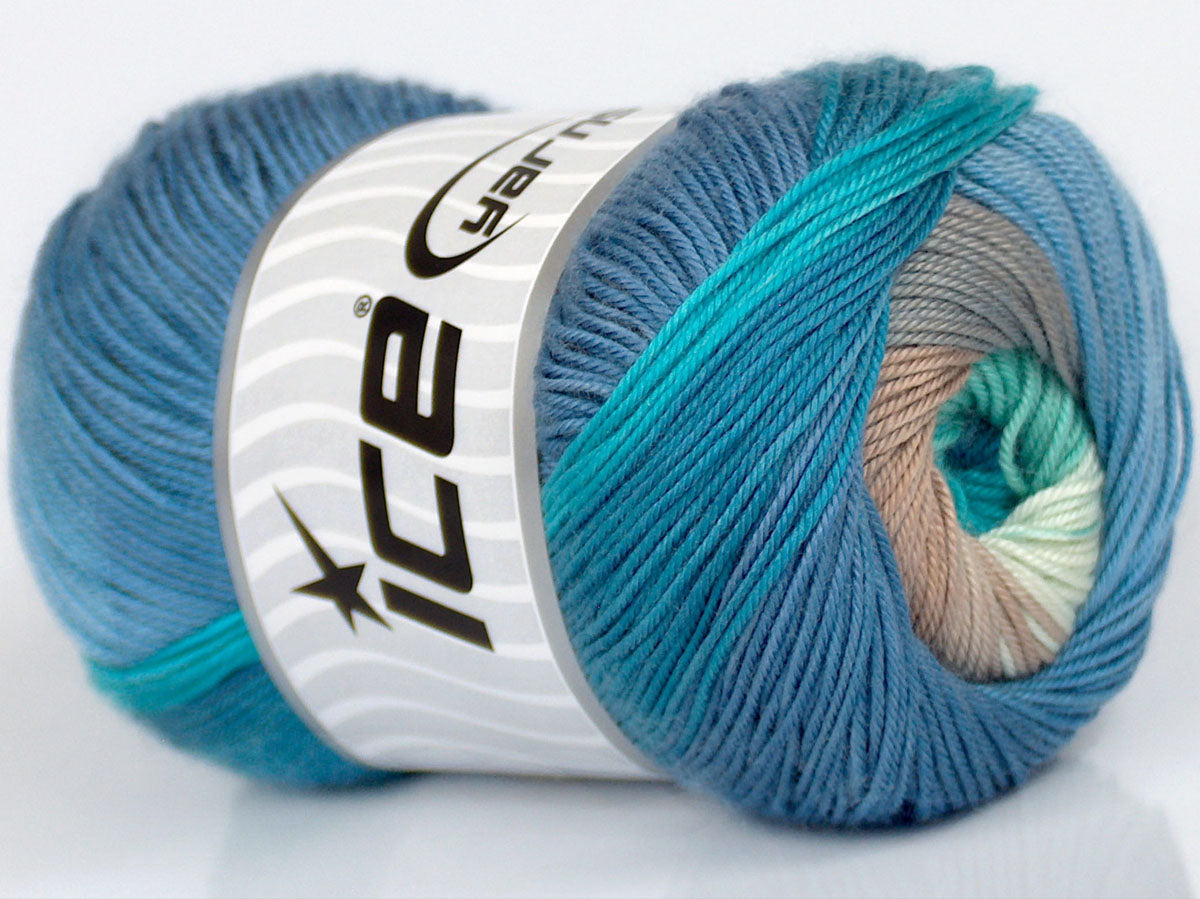 Lot of 4 x 100gr Skeins Ice Yarns GELATO Yarn Camel Cream Turquoise Green Blue Lilac