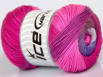 Lot of 4 x 100gr Skeins Ice Yarns GELATO Yarn Pink Shades Purple Shades Light Grey