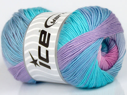 Lot of 4 x 100gr Skeins Ice Yarns GELATO Yarn Pink Turquoise Lilac