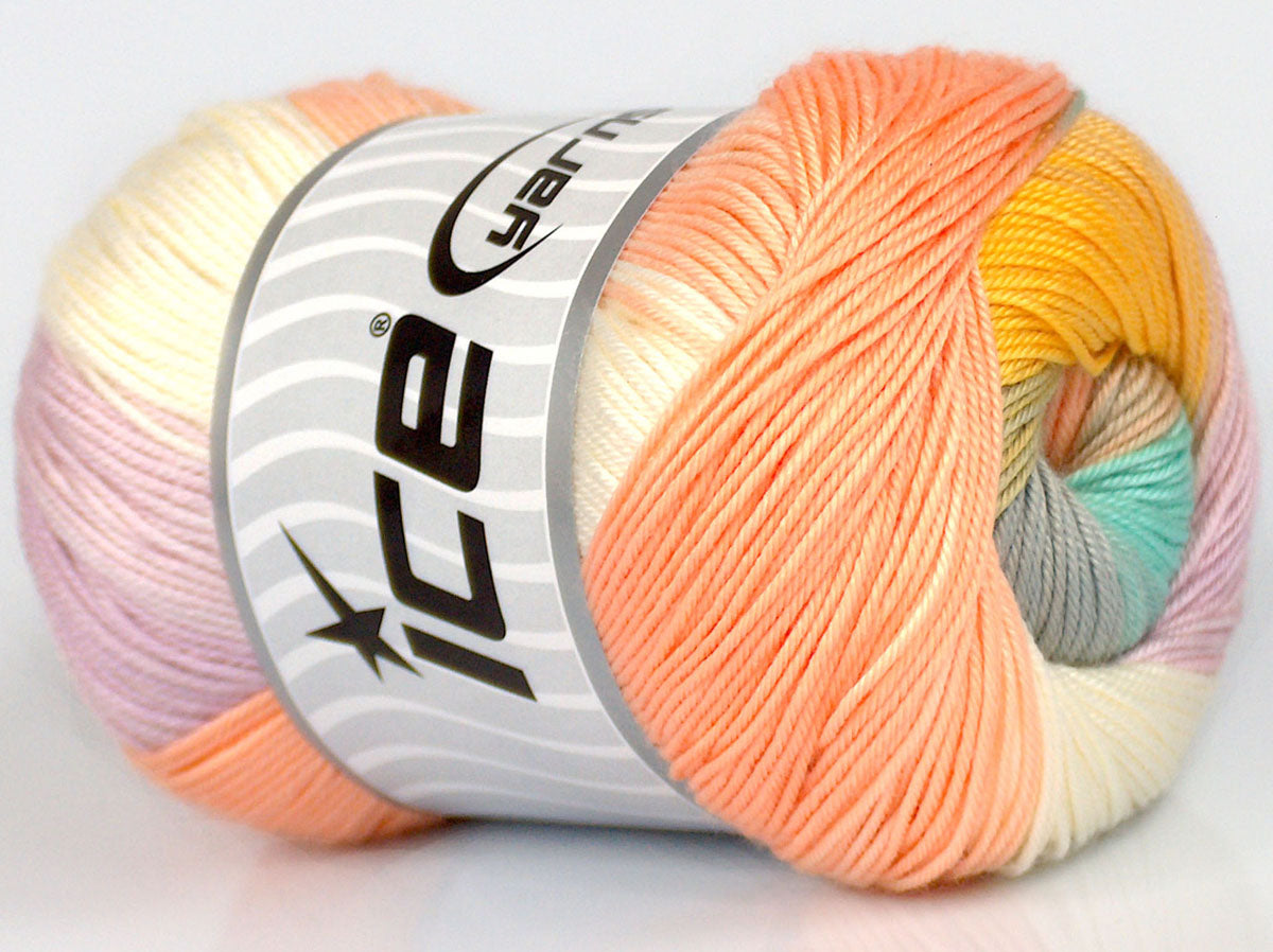 Lot of 4 x 100gr Skeins Ice Yarns GELATO Yarn Cream Pink Orange Yellow Grey