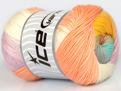 Lot of 4 x 100gr Skeins Ice Yarns GELATO Yarn Cream Pink Orange Yellow Grey