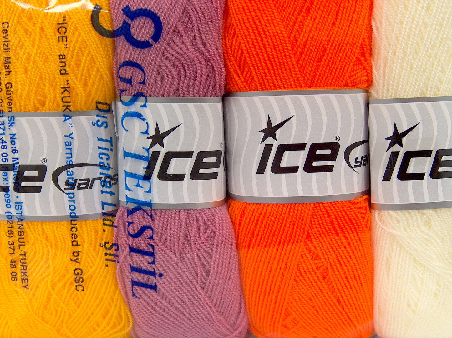 Lot of 4 x 60gr Skeins Ice Yarns SALE PLAIN Hand Knitting Yarn Multicolor