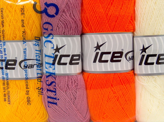 Lot of 4 x 60gr Skeins Ice Yarns SALE PLAIN Hand Knitting Yarn Multicolor