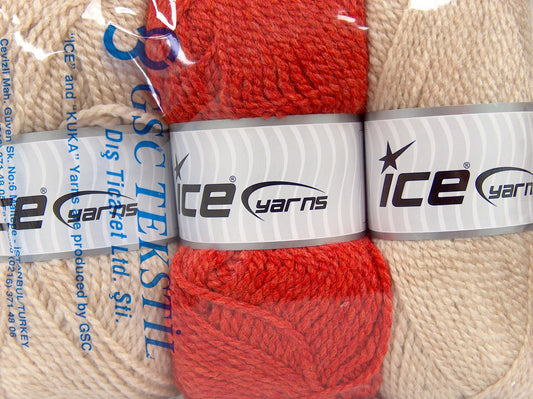 Lot of 3 x 95gr Skeins Ice Yarns SALE PLAIN Hand Knitting Yarn Multicolor