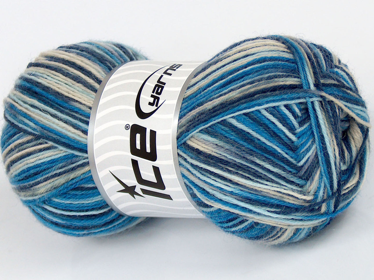 Lot of 4 x 100gr Skeins Ice Yarns COZY SOCK (75% Superwash Wool) Yarn Blue Shades Cream