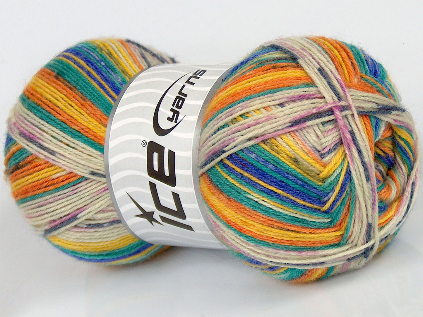 Lot of 4 x 100gr Skeins Ice Yarns VARICOLORED SOCK (75% Superwash Wool) Yarn Rainbow