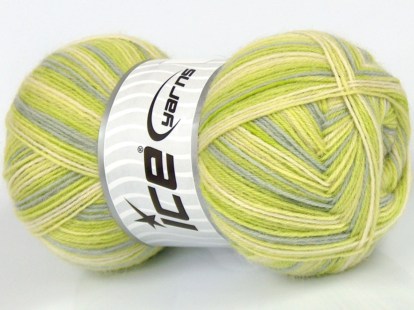 Lot of 4 x 100gr Skeins Ice Yarns SALE SOCK YARN (75% Superwash Wool) Yarn Green Shades Light Grey