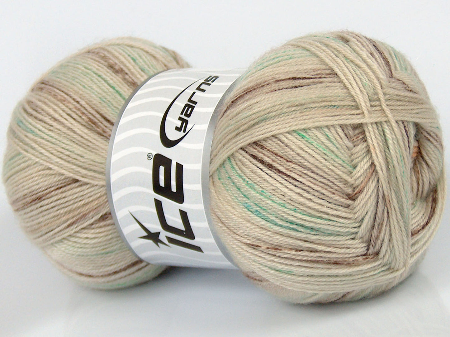 Lot of 4 x 110gr Skeins Ice Yarns SALE SOCK YARN (75% Superwash Wool) Yarn Beige Brown Mint Green