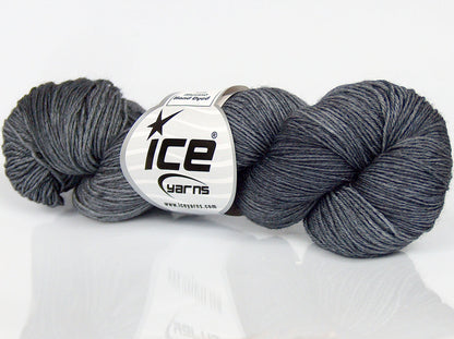 Lot of 4 Skeins Ice Yarns SILK MERINO HAND DYED (20% Silk 80% Superwash Merino Wool) Yarn Grey