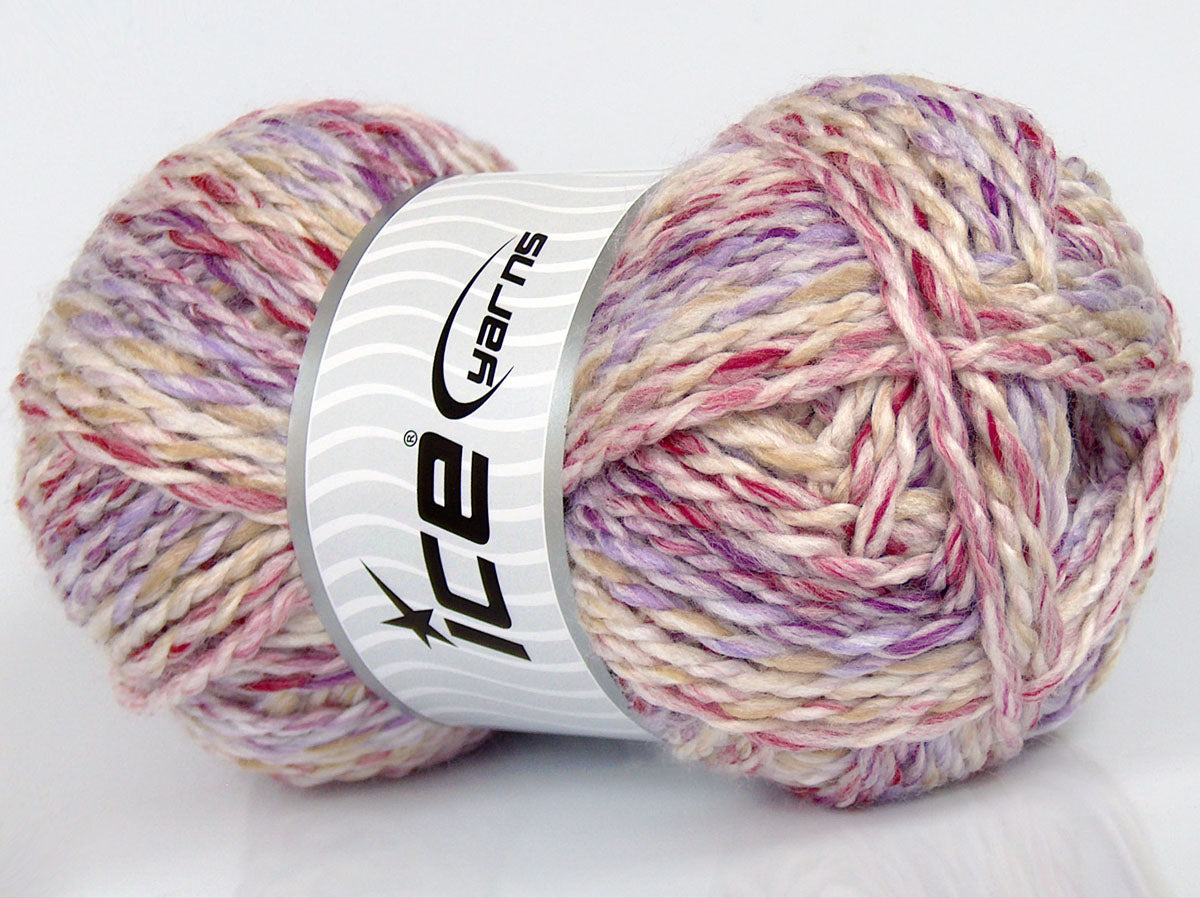 Lot of 3 x 150gr Skeins Ice Yarns SALE SELF-STRIPING Yarn Red Lilac Pink Beige