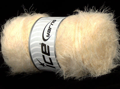 Lot of 2 x 200gr Skeins Ice Yarns SALE EYELASH BLEND Yarn Cream White