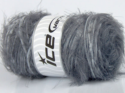 Lot of 2 x 200gr Skeins Ice Yarns SALE EYELASH BLEND Yarn Grey White