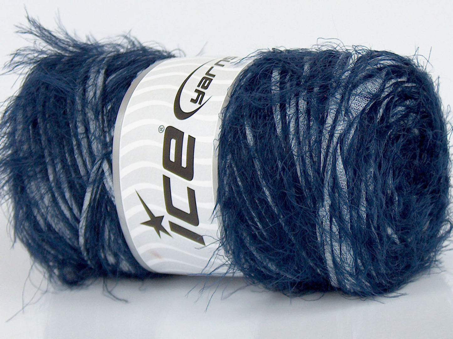 Lot of 2 x 200gr Skeins Ice Yarns SALE EYELASH BLEND Yarn Navy White