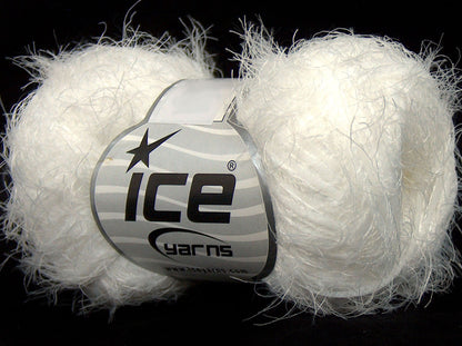 Lot of 8 Skeins Ice Yarns SALE EYELASH BLEND Hand Knitting Yarn White