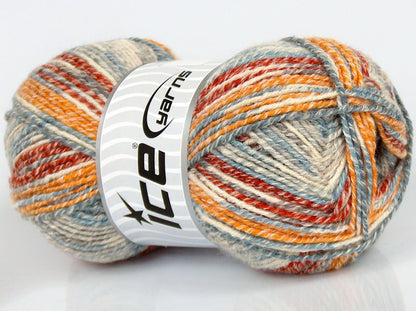 Lot of 4 x 85gr Skeins Ice Yarns SALE SUMMER (38% Cotton 12% Viscose) Yarn Blue Grey Gold Orange Cream