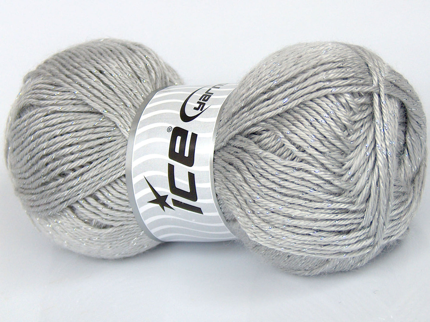 Lot of 3 x 115gr Skeins Ice Yarns SALE METALLIC Hand Knitting Yarn Light Grey