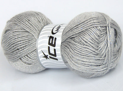 Lot of 3 x 115gr Skeins Ice Yarns SALE METALLIC Hand Knitting Yarn Light Grey