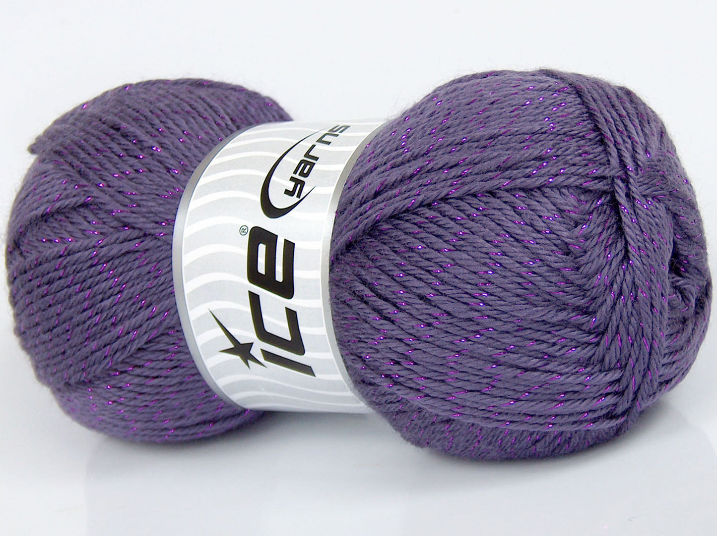 Lot of 3 x 120gr Skeins Ice Yarns SALE METALLIC Hand Knitting Yarn Purple