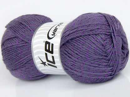Lot of 3 x 120gr Skeins Ice Yarns SALE METALLIC Hand Knitting Yarn Purple