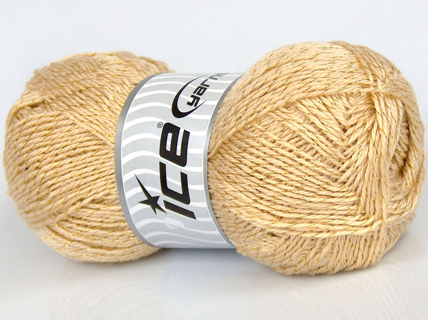 Lot of 3 x 125gr Skeins Ice Yarns SALE METALLIC Hand Knitting Yarn Cream