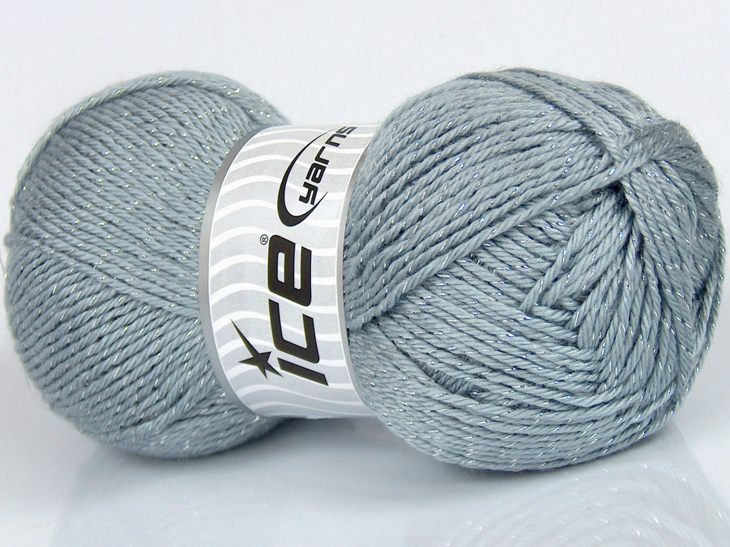 Lot of 3 x 130gr Skeins Ice Yarns SALE METALLIC Hand Knitting Yarn Light Blue