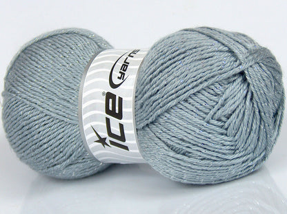 Lot of 3 x 130gr Skeins Ice Yarns SALE METALLIC Hand Knitting Yarn Light Blue