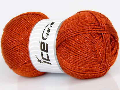 Lot of 2 x 185gr Skeins Ice Yarns SALE METALLIC Hand Knitting Yarn Copper