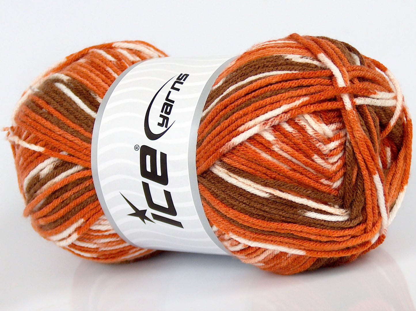Lot of 4 x 105gr Skeins Ice Yarns SALE SELF-STRIPING Yarn Orange Brown White