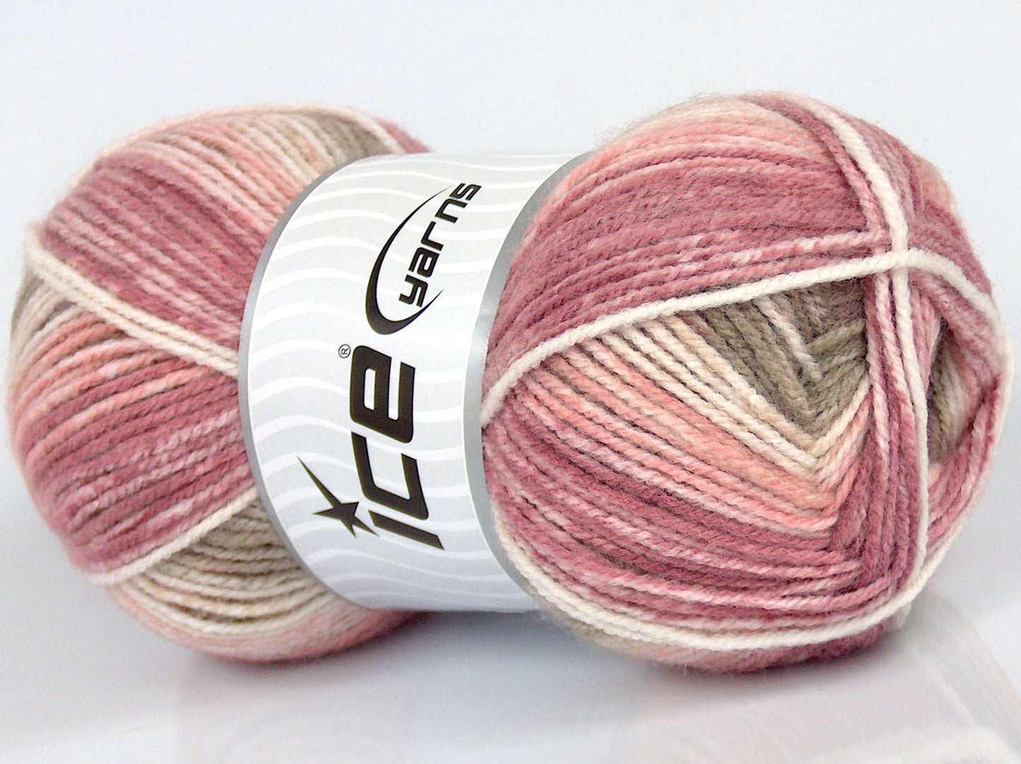 Lot of 4 x 85gr Skeins Ice Yarns SALE SELF-STRIPING Yarn Pink Shades White Camel Shades