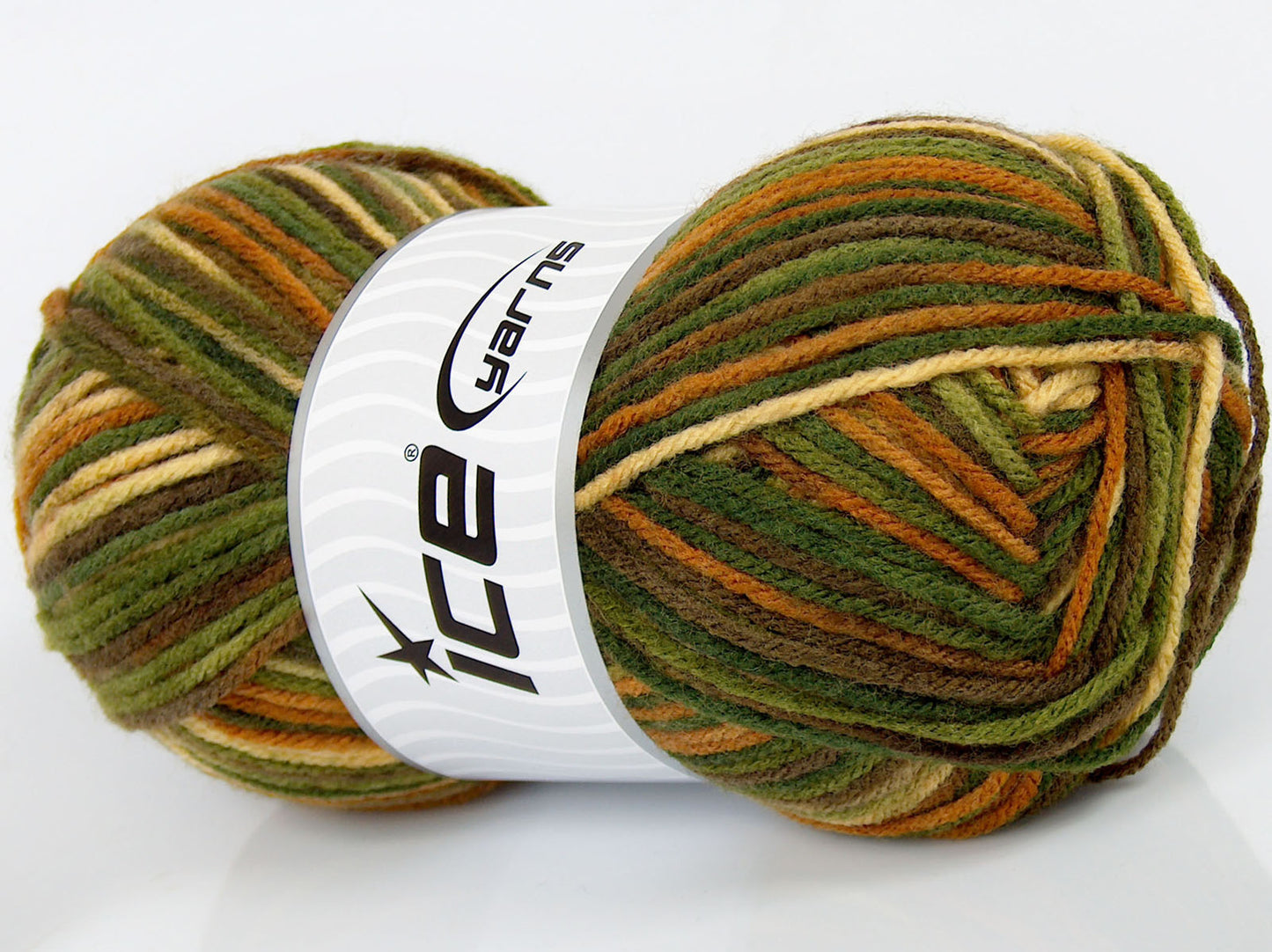 Lot of 3 x 120gr Skeins Ice Yarns SALE SELF-STRIPING Yarn Green Shades Gold Cream Brown