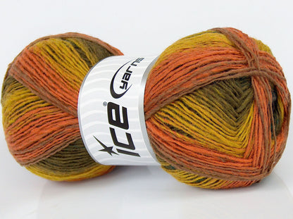 Lot of 3 x 110gr Skeins Ice Yarns SALE LUXURY-PREMIUM (100% Wool) Yarn Green Shades Gold