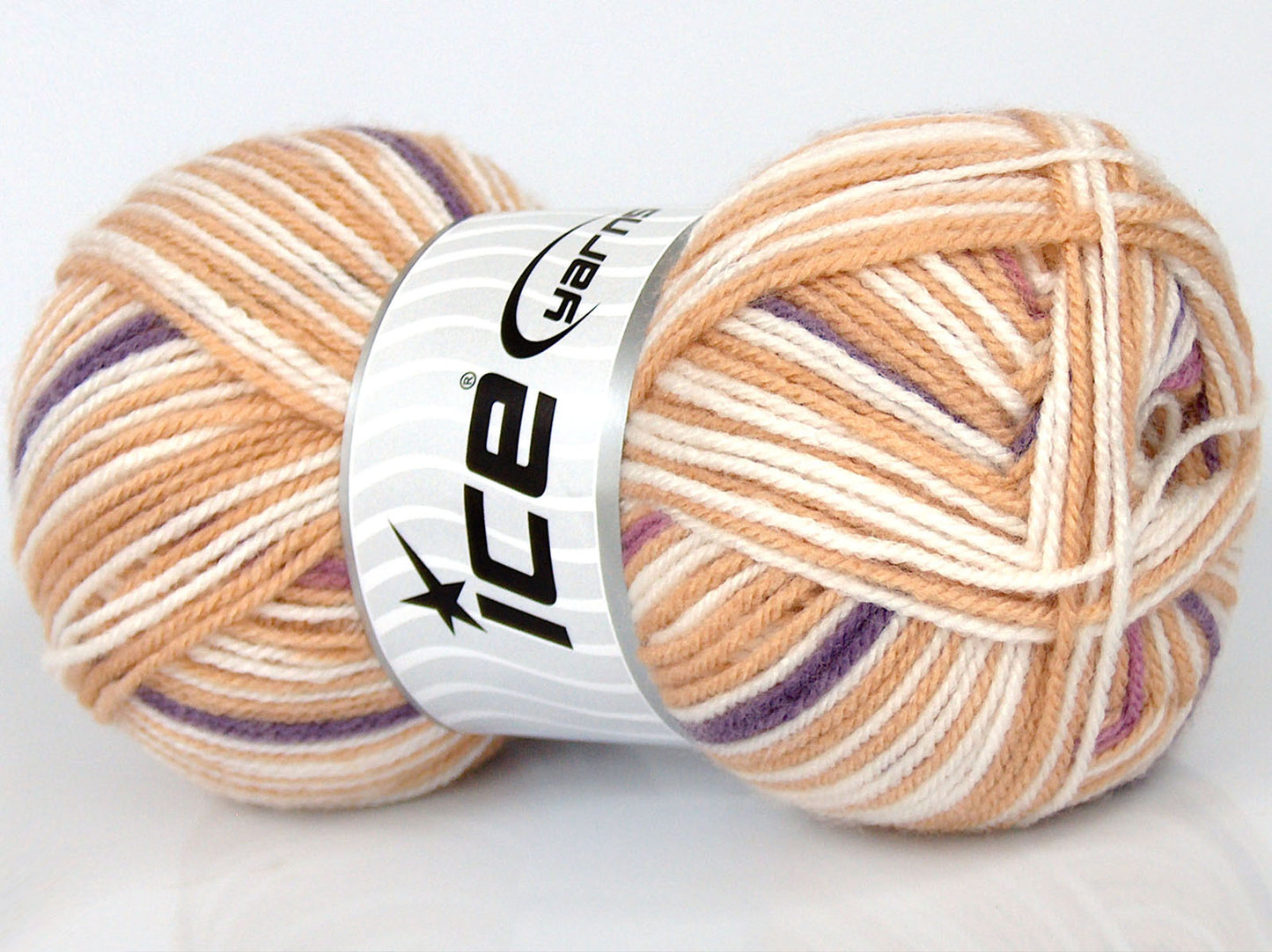 Lot of 4 x 75gr Skeins Ice Yarns SALE SELF-STRIPING Yarn Milky Brown White Lilac Shades