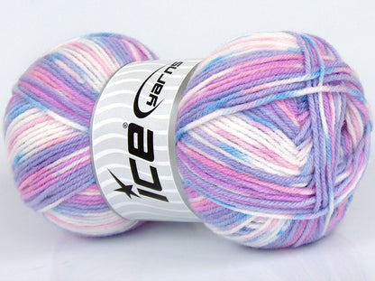 Lot of 4 x 75gr Skeins Ice Yarns SALE SELF-STRIPING Yarn Lilac White Pink
