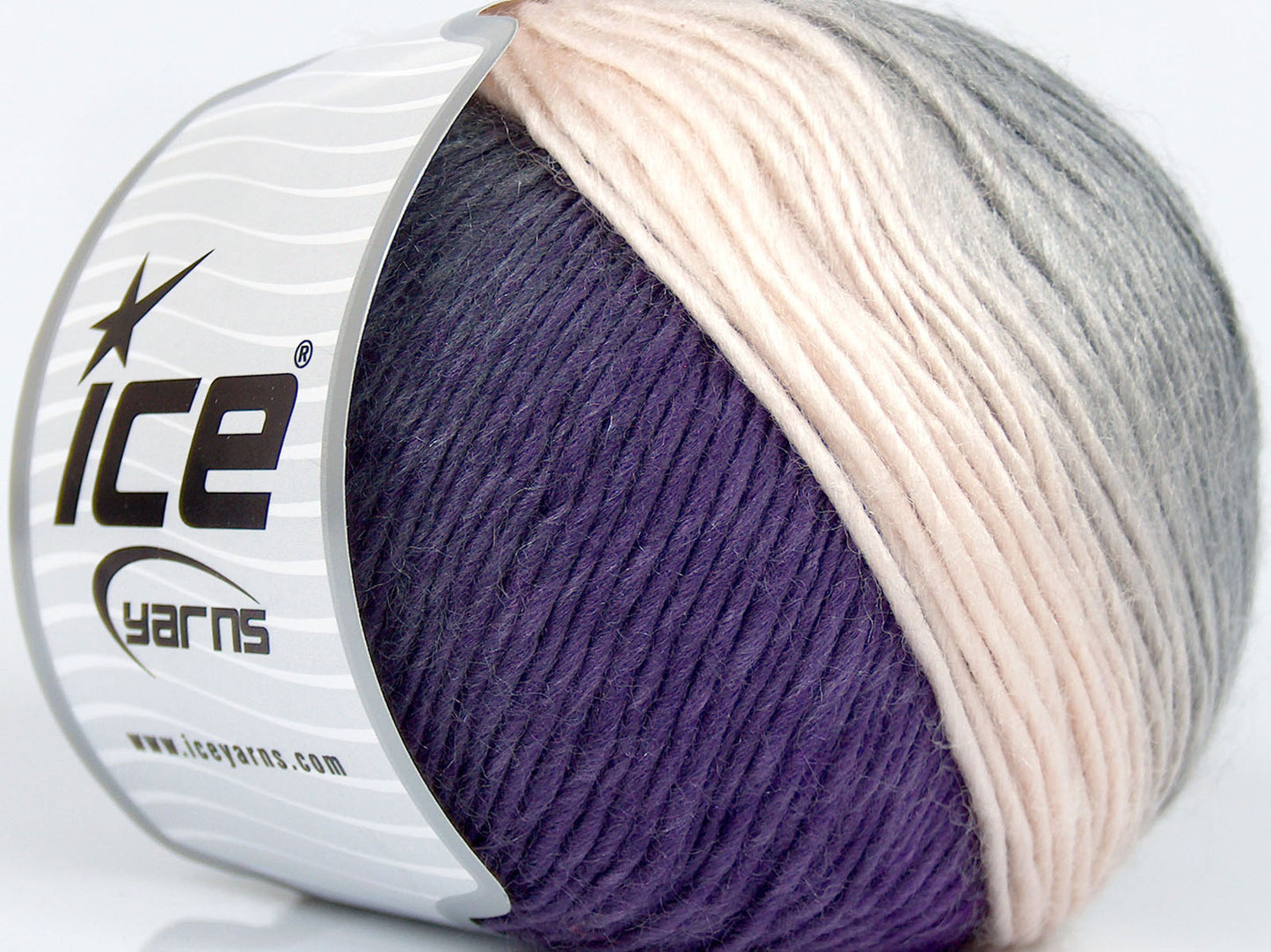 Lot of 3 x 100gr Skeins Ice Yarns SALE SELF-STRIPING Yarn Grey Purple Powder Pink