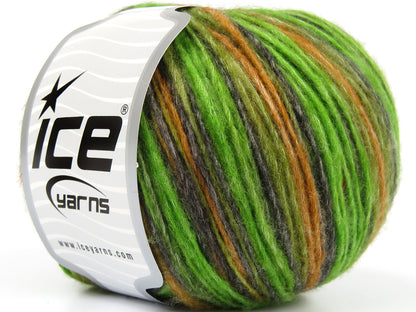 Lot of 8 Skeins Ice Yarns LEONARDO COLOR (66% Merino Wool 34% Organic Cotton) Yarn Green Shades Grey Camel Orange