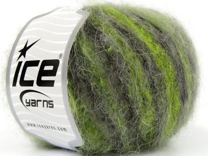Lot of 8 Skeins Ice Yarns KID MOHAIR ALPACA COLOR (41% Alpaca Superfine 41% Kid Mohair) Yarn Green Shades Grey Shades