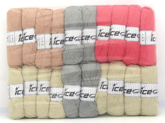 Mixed Lot Multicolor Cotton Acrylic Yarns