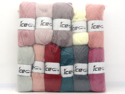 Mixed Lot Multicolor Angora Glitz Yarns