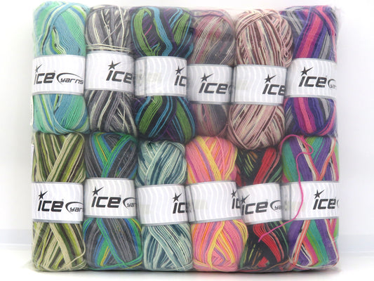 Mixed Lot Multicolor Sock Yarns fnt2-83681