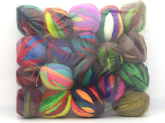 Mixed Lot Multicolor Leftover Self Striping Yarns fnt2-84368