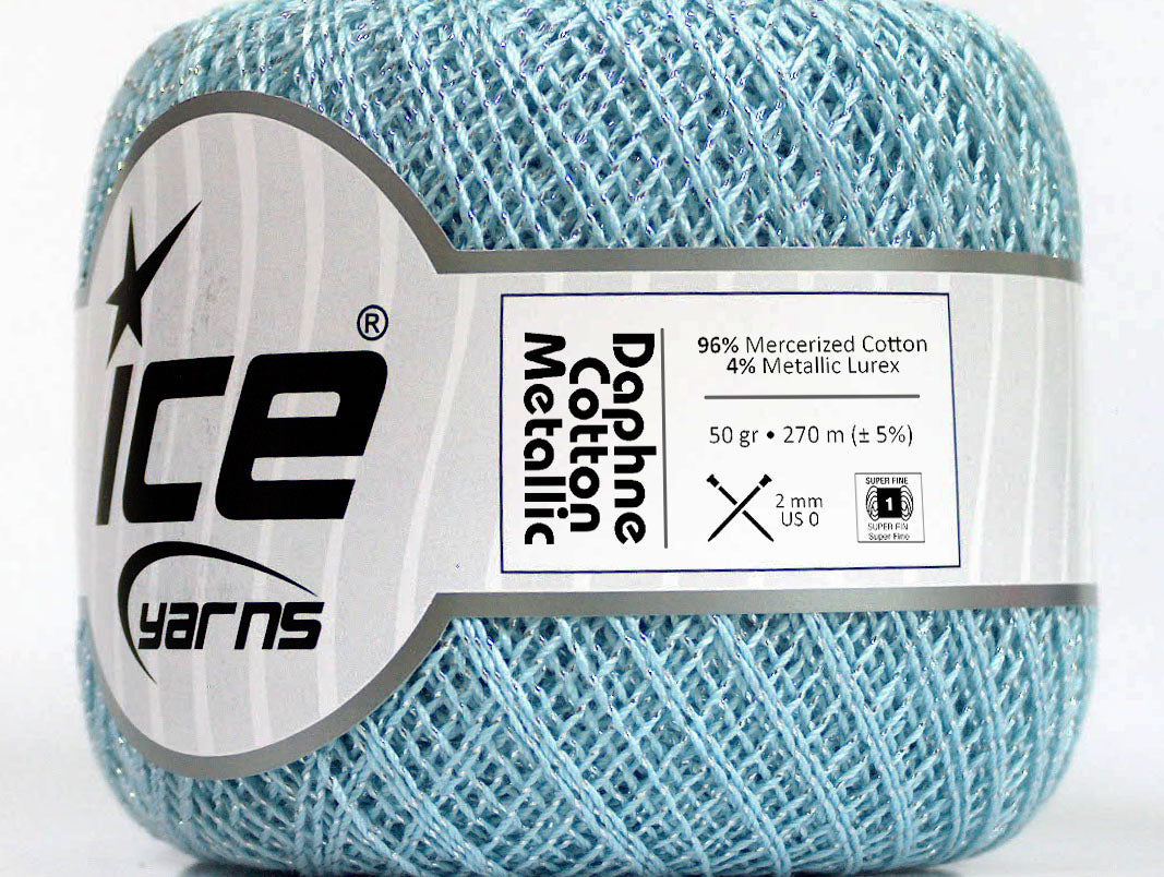 Daphne Cotton Metallic Light Blue, Silver Sku:fnt2-49854
