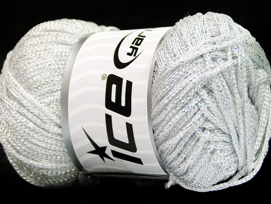 Macrame Cord Metallic Silver, White fnt2-51849