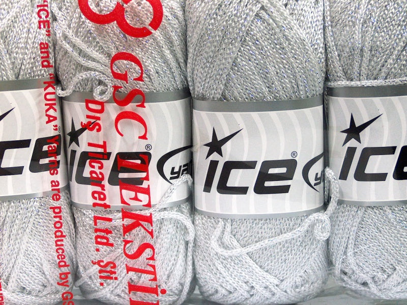 Macrame Cord Metallic Silver, White fnt2-51849