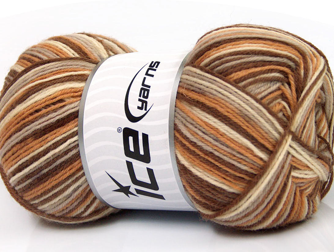 Print Sock Brown Shades, Camel Sku:fnt2-51907