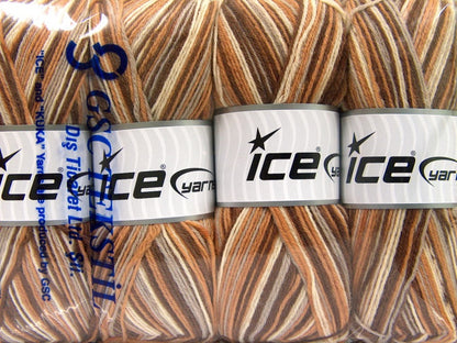 Print Sock Brown Shades, Camel Sku:fnt2-51907