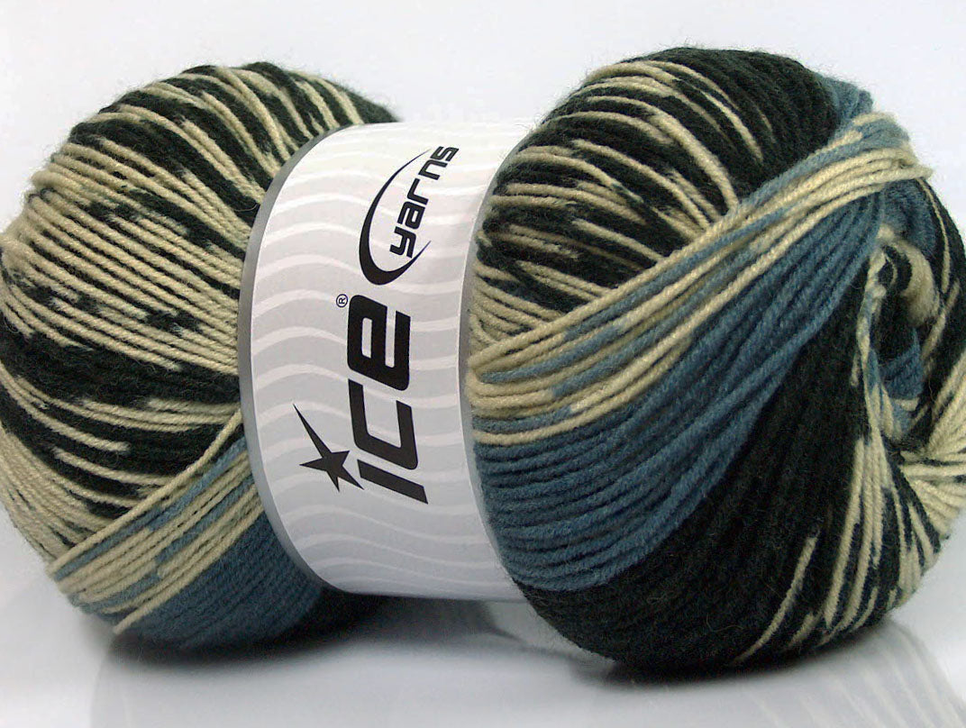 Jacquard Wool Black, Blue, Cream Sku:fnt2-63203