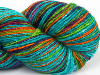 Hand Dyed Sock Merino Turquoise Shades, Purple, Gold, Green fnt2-68866