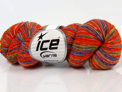 Hand Dyed Sock Merino Orange Shades, Lilac, Blue, Green, Camel fnt2-68868