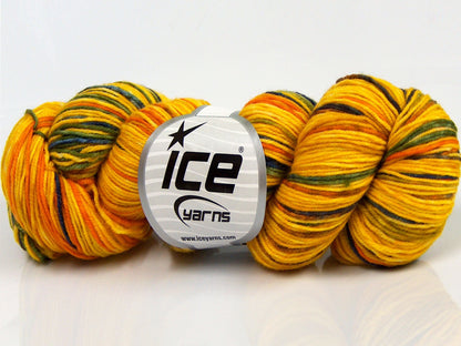 Hand Dyed Sock Merino Yellow Shades, Green, Purple fnt2-68869
